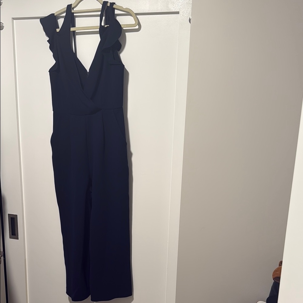 Whistles Black Jumpsuit V-Neck Wide Straps